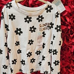 Primark NWT Girls White Floral Long Sleeve Top Size 7/8